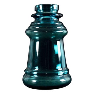 Vintage Italian Layered Turquoise Glass Vase, 1970s For Sale