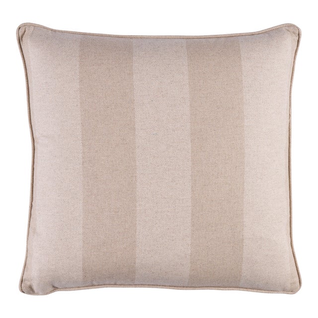 Schumacher Hemlock Stripe 18" Pillow In Natural For Sale