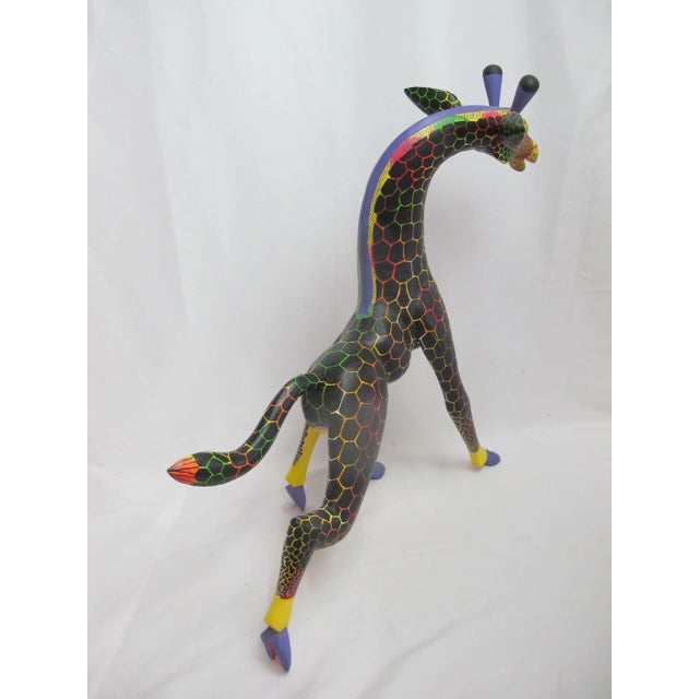 Mexican Oaxacan Alebrije Hand Carved Giraffe Mexico Wood Folk Art Large Animal Figurine For Sale - Image 3 of 17