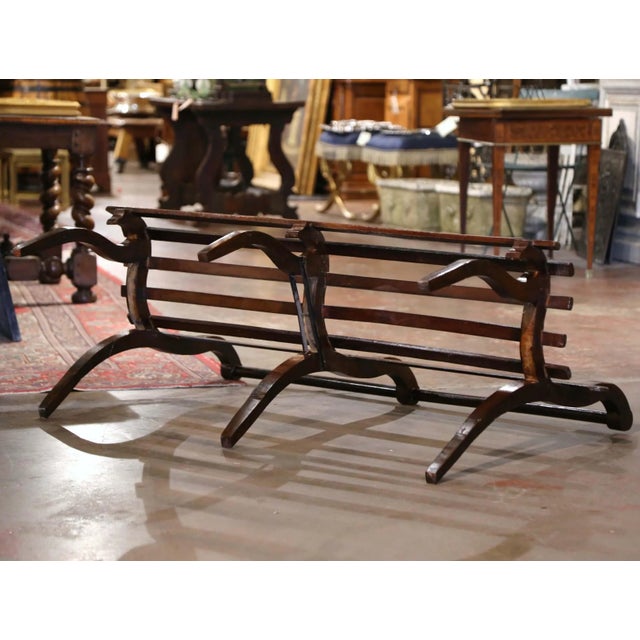 19th Century French Louis Philippe Oak Bench With Curved Legs For Sale - Image 10 of 11