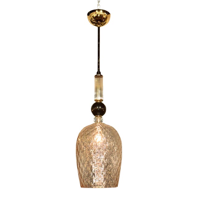 Murano Pink and Black Glass Pendant Lights For Sale