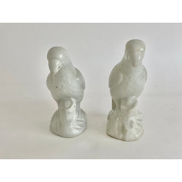 Chinoiserie Vintage Blanc De Chine Porcelain Parrots - A Pair For Sale - Image 3 of 7