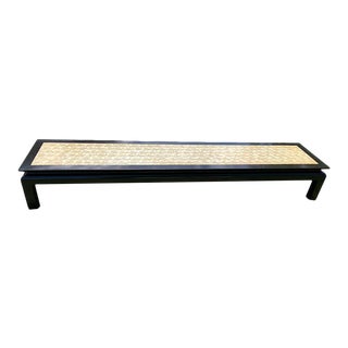 1960's Mid-Century Hollywood Regency Capiz Shell and Black Lacquer Coffee Table For Sale