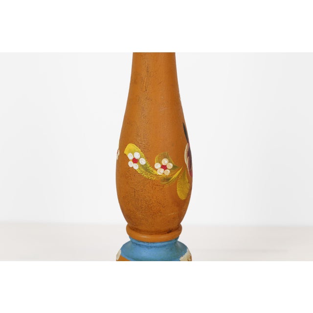 1970's Italian Folk Art Tall Hand-Painted Wooden Pepper Mill For Sale - Image 9 of 11