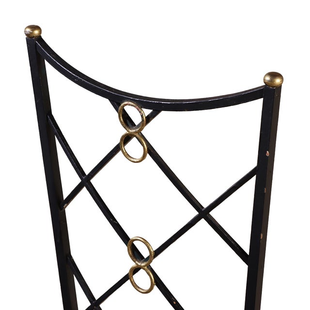A Pair of French Wrought Iron and Brass Chairs in the Manner of Andre Arbus, C. 1950. For Sale In Philadelphia - Image 6 of 8