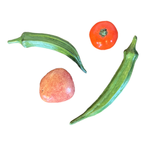 Mary Kirk Kelly (Alabama 1918-2013) Porcelain Vegetable Sculptures - Okra, Persimmon, Potato - A Set of 4