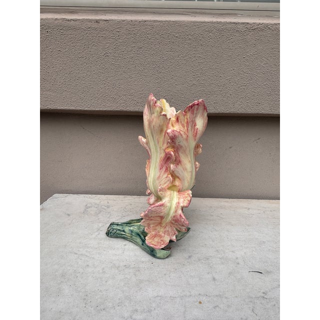 French Country Majolica Parrot Tulip Vase Delphin Massier, Circa 1900 For Sale - Image 3 of 6
