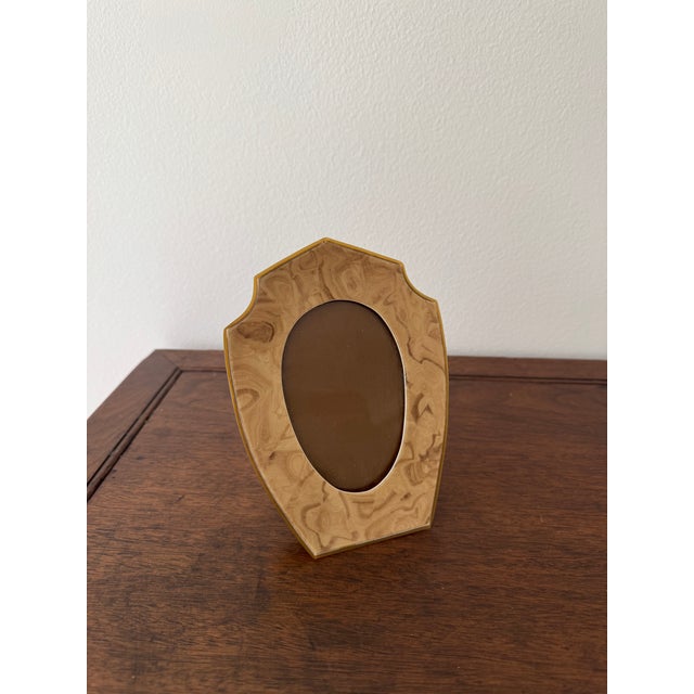 Vintage Faux Burlwood Oval Picture Frame For Sale - Image 4 of 4