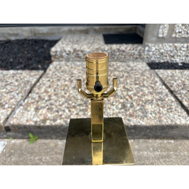 Frederick Cooper 1980s Frederick Cooper Stainless Steel and Brass Lamps - a Pair For Sale - Image 4 of 14