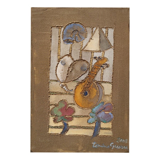 Tonino Guerra, Fresco on Stretched Canvas, 2005, Fresco on Canvas For Sale