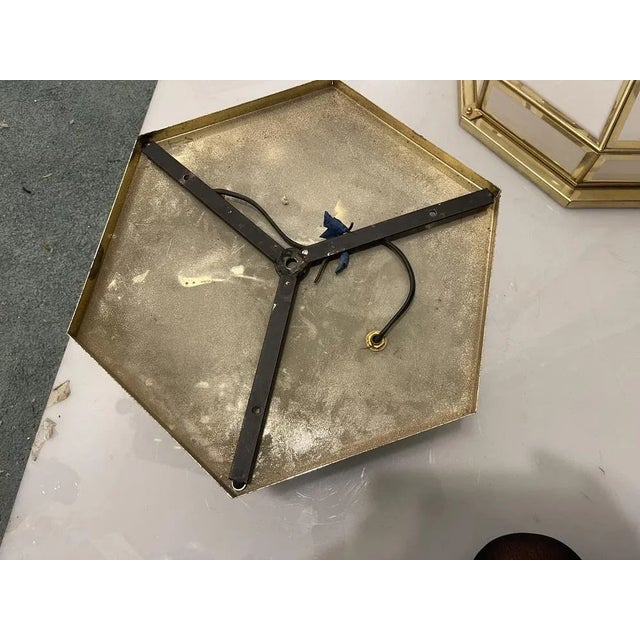 Hexagonal large brass glass sconces set of 2 height 18 cm width 34 cm depth 34 cm features 2 lights requires e27 light...