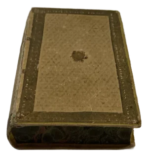 Early 1900s Antique Handmade Paper Book Box Gold Leaf With Aqua Enamel Interior