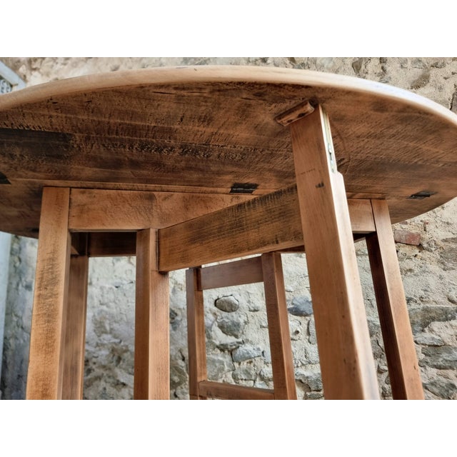 Vintage French Gateleg Table Oval Drop-Leaf Dining Table, France, 1950 For Sale - Image 11 of 18