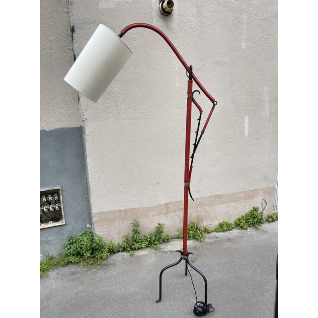 Leather-Covered Floor Lamp by Jacques Adnet, 1950s For Sale - Image 9 of 10
