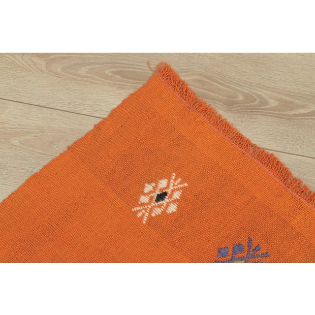 1960s Traditional Hand Knotted Orange Floral Kilim Rug For Sale - Image 11 of 13