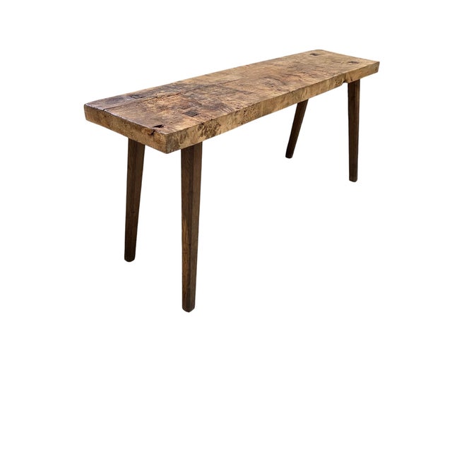 Antique Butcher Block Console Table For Sale - Image 4 of 6