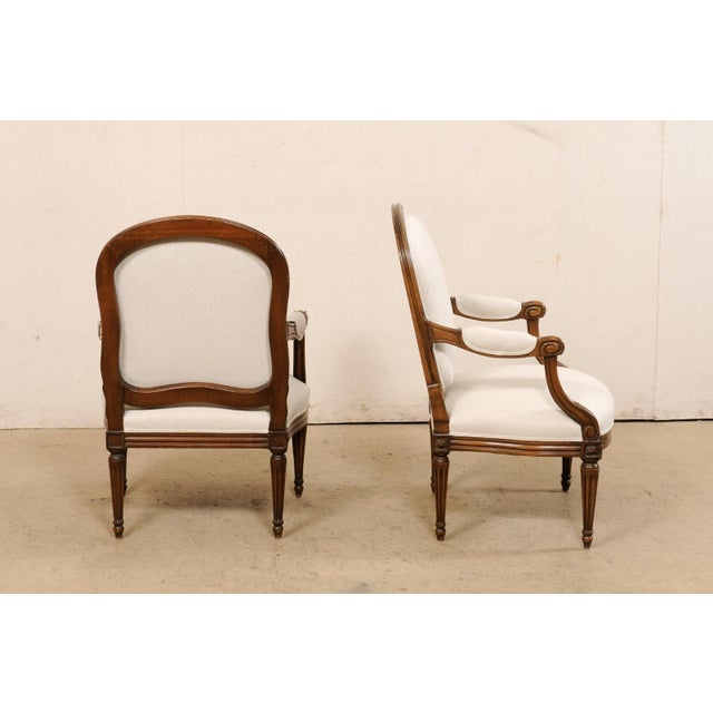 19th C. French Pair Upholstered Fauteuils For Sale In Atlanta - Image 6 of 12