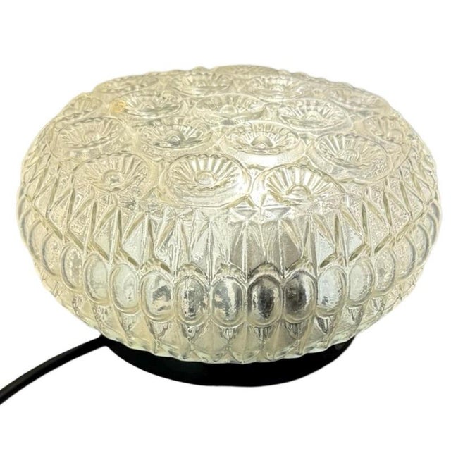Metal Mid-Century Modern Ceiling Lamp in Pressed Glass For Sale - Image 7 of 7
