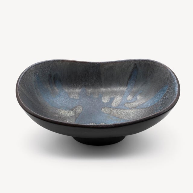 Ceramic Mid-Century Ceramic Footed Bowl by Fridegart Glatzle for Karlsruher Majolika, Germany, 1970s For Sale - Image 7 of 11