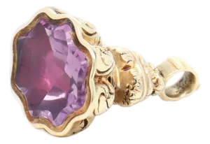 Antique 19th Century Victorian 14k Gold & Amethyst Watch Fob