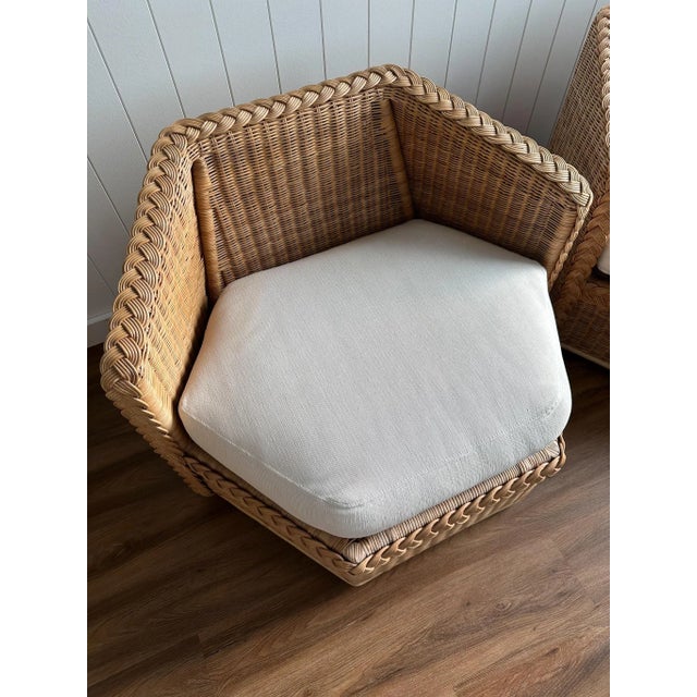Vintage Brown Jordan Braided Wicker Lounge Chairs, Pair For Sale - Image 12 of 18