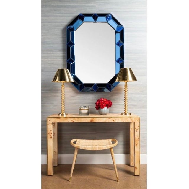 Contemporary Villa & House - Romano Hollywood Regency Sapphire Blue Beveled Wall Mirror For Sale - Image 3 of 9