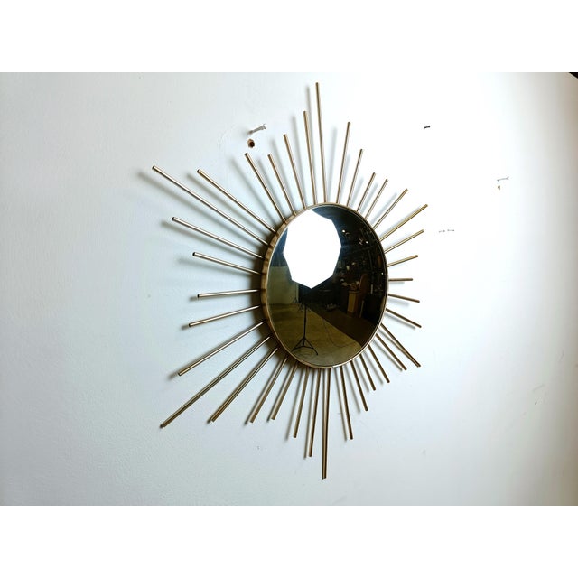 Traditional Vintage Brass Sunburst Mirror, 1970s For Sale - Image 3 of 9