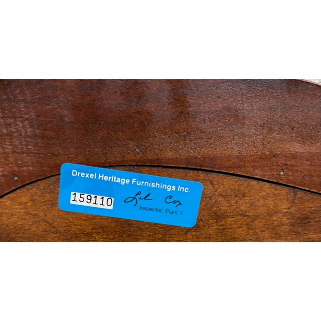 Vintage Drexel Heritage Queen Size Traditional Style Low Poster Pediment Bed For Sale - Image 9 of 10