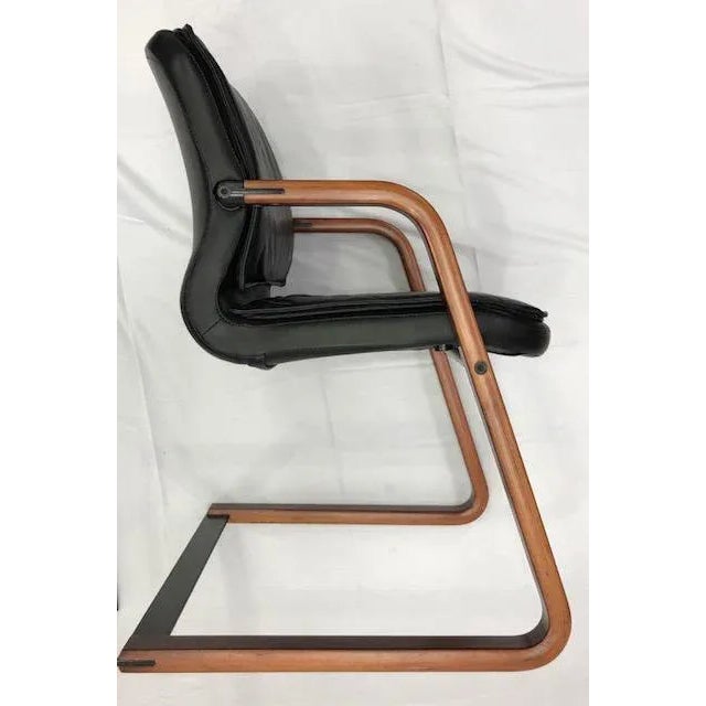 Vecta Group, Italy Vecta Contract Cantilever Leather Chairs - a Pair For Sale - Image 4 of 7