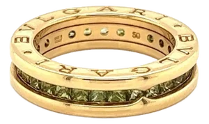Bvlgari B.zero1 Green Peridot 18k Yellow Gold Eternity Band Ring, Size 5