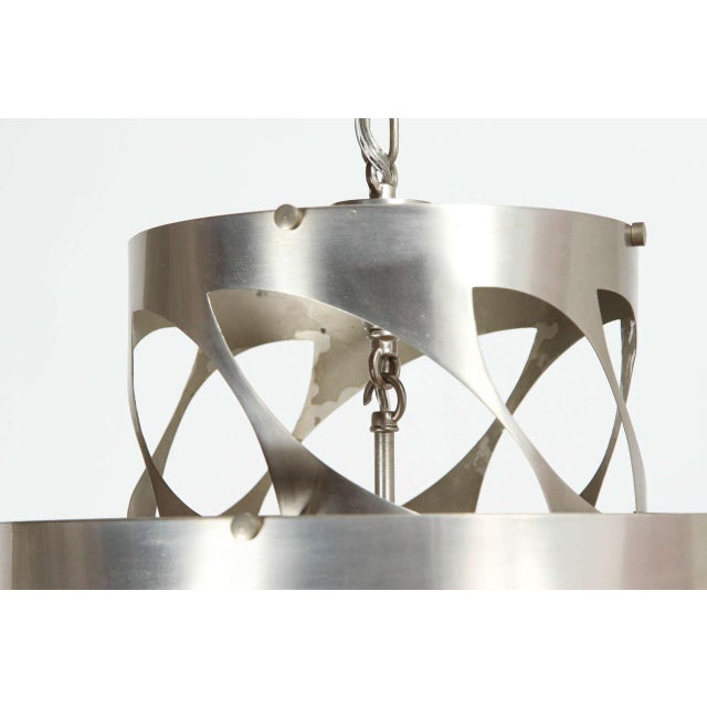 1980s 1980s Brushed Aluminum Mid-Century Fixture For Sale - Image 5 of 9
