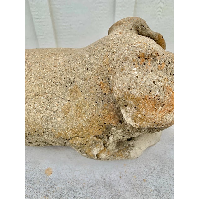 20th Century Vintage Concrete Garden Pig Statue For Sale - Image 6 of 12