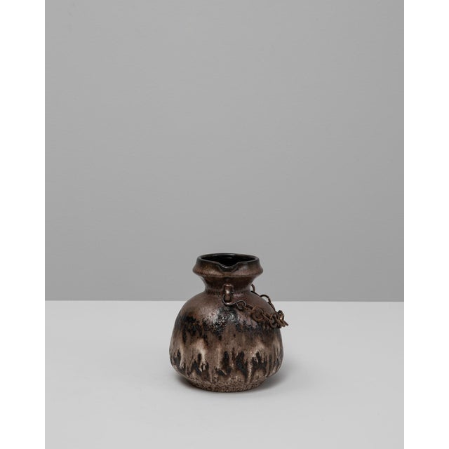 20th Century German Drip Glaze Ceramic Vase With Chain For Sale - Image 10 of 18