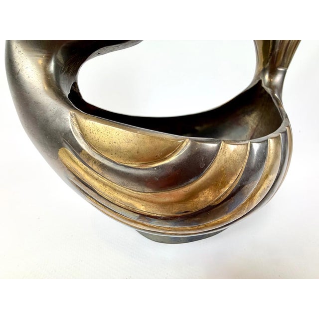 Goldenrod Vintage Brass Peacock Bowl, 1980s For Sale - Image 8 of 10
