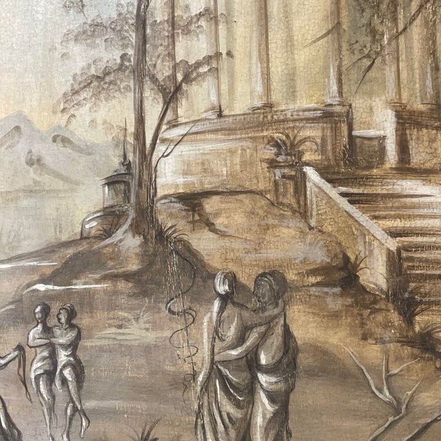 Tondos with Neoclassical Grisaille, 1800s, Oil Painting on Canvas, Framed, Set of 2 For Sale - Image 5 of 7