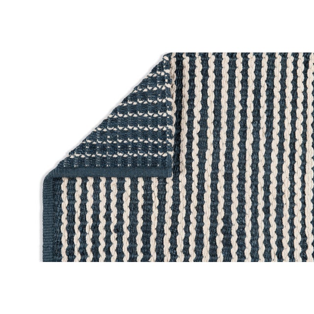 Part & Parcel Goods Textured Scallop Stripe Runner, 2’6”x10’, Sapphire and Eggshell For Sale - Image 4 of 4