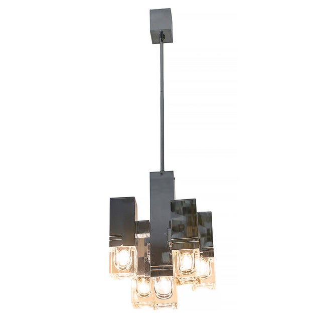 Mid-Century Modern Italian Chrome and Glass Pendant Light by Gaetano Sciolari, 1970 For Sale - Image 7 of 7