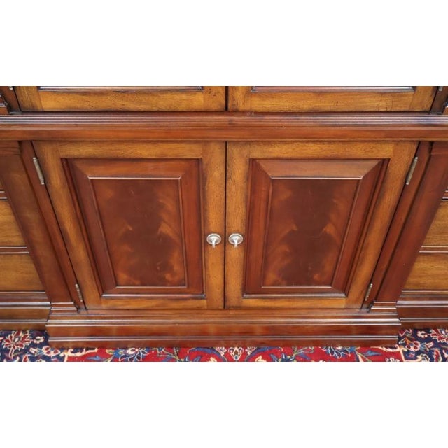 1990s Ethan Allen Newport Collection Mahogany Bookcase China Cabinet Breakfront For Sale - Image 13 of 18