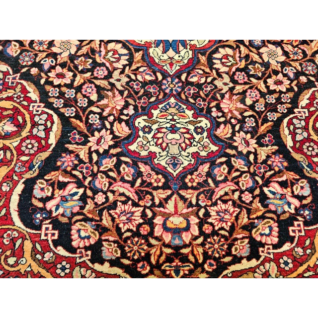 Vintage Kashan Rug, Hand-Knotted Wool, Floral Pattern, Navy & Ivory, 5x7 For Sale - Image 15 of 18