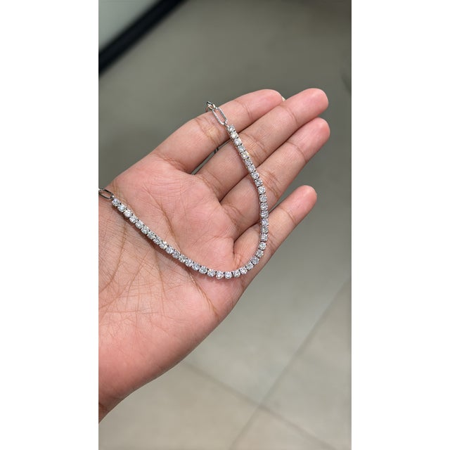 14k Gold 4.44 Carats Diamond Tennis Paperclip Chain Necklace by VRJewels For Sale - Image 9 of 17