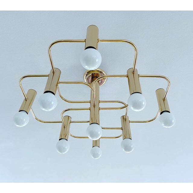 1970s Large Space Age Gilded Ceiling Light from Leola For Sale - Image 5 of 18