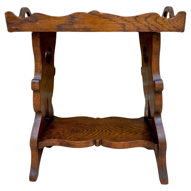 Early 20th Century French Hand-Carved Oak Trolley Bar, 1920s For Sale - Image 15 of 18
