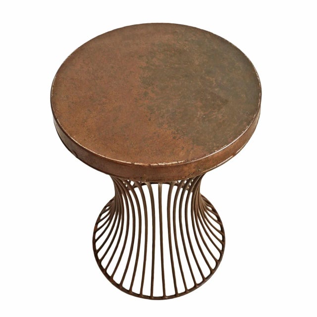 Farmhouse Vintage Industrial Farmhouse Rust Iron Hourglass Side Table For Sale - Image 3 of 7