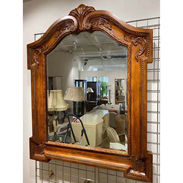 French Country Carved Wall Mirror from Bernhardt Antique Cherry Finish Showroom Floor Sample