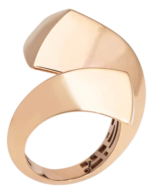 Sculptural Bypass Ring Sz 6 Estate 18k Rose Gold Large Cocktail Band Jewelry, Size 6