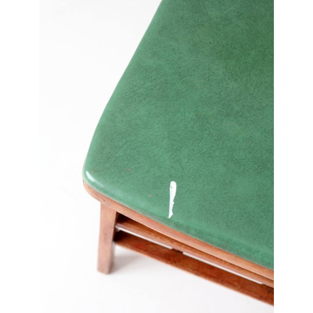 Mid 20th Century Vintage 1950s Wooden Folding Chairs With Green Upholstered Seats Pair For Sale - Image 5 of 13