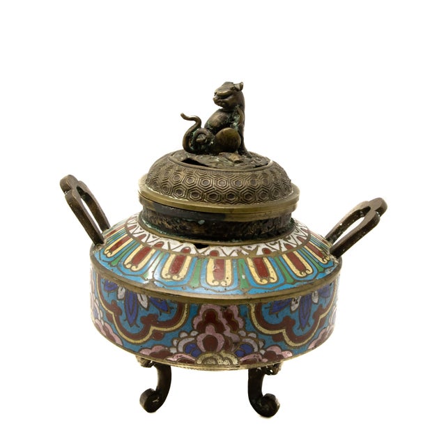 Metal Early 20th Century Bronze Cloisonné Censer For Sale - Image 7 of 13