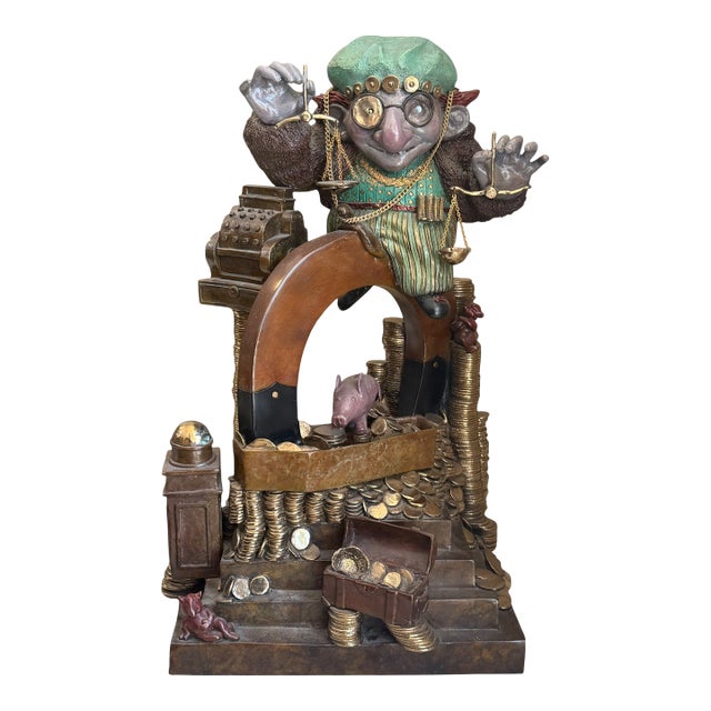 Large Charles Bragg 1988 Bronze Sculpture "'The Midas Touch For Sale
