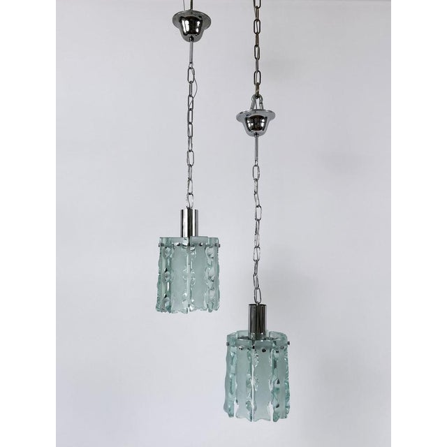 1970s Mid-Century Modern Pendant Lamps in Chrome and Glass from Zero Quattro, Italy, 1970s, Set of 2 For Sale - Image 5 of 18