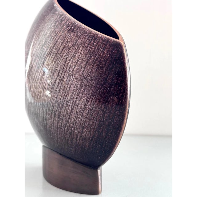 1960s Rare Italian Studio Del Campo Bronze Enamel Vase C. 1960s For Sale - Image 5 of 9